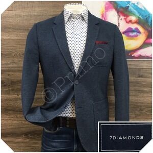 7 DIAMONDS Mens Blazer Sport Coat Casual Jacket Size L  (42) Jersey Cotton‎ Suit